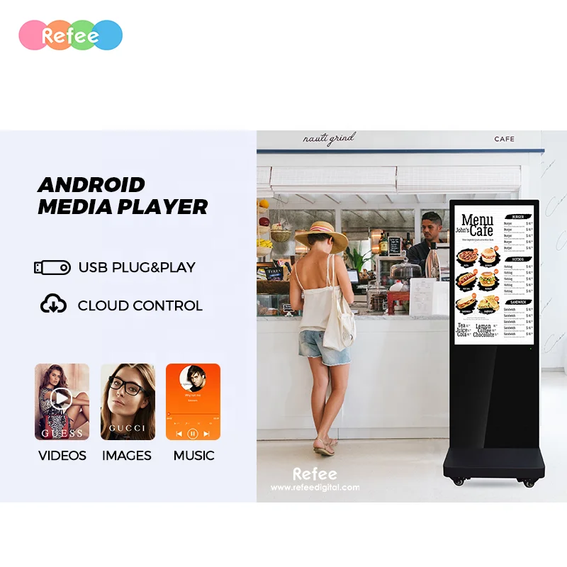 32 дюйма 43 55 дюймов 65 4k ЖК-дисплей рекламный монитор перезаряжаемая батарея floorstand медиаплеер цифровая вывеска дисплей