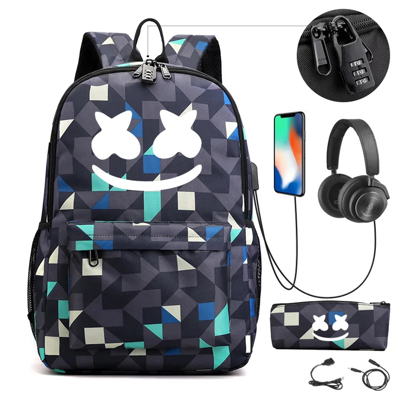 My Hero Academia Anime School Backpack Student Girl Boy Casual Laptop Backpack with USB Charging Port