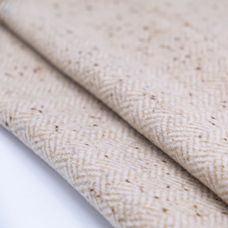 
Wholesale new design Knitted Yarn Dyed color dot herringbone tweed woolen fabric for women 