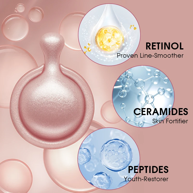Night Repairing and Retinol Ceramide Capsules Line Erasing Serum 30 Pieces Moisturizing