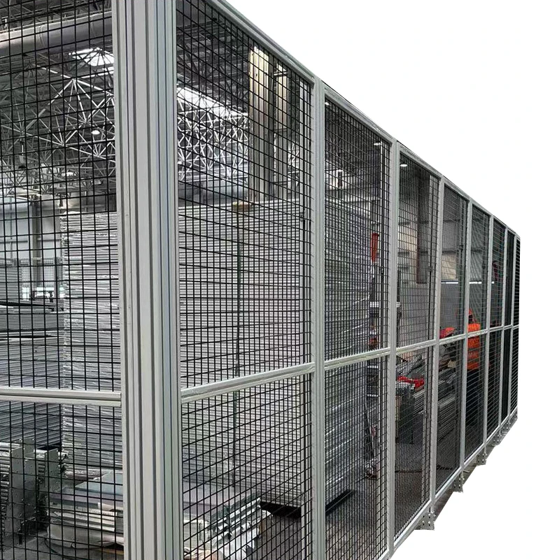 Machine and robot work area workshop protection wire mesh aluminum fence with pillars aluminum profile fence