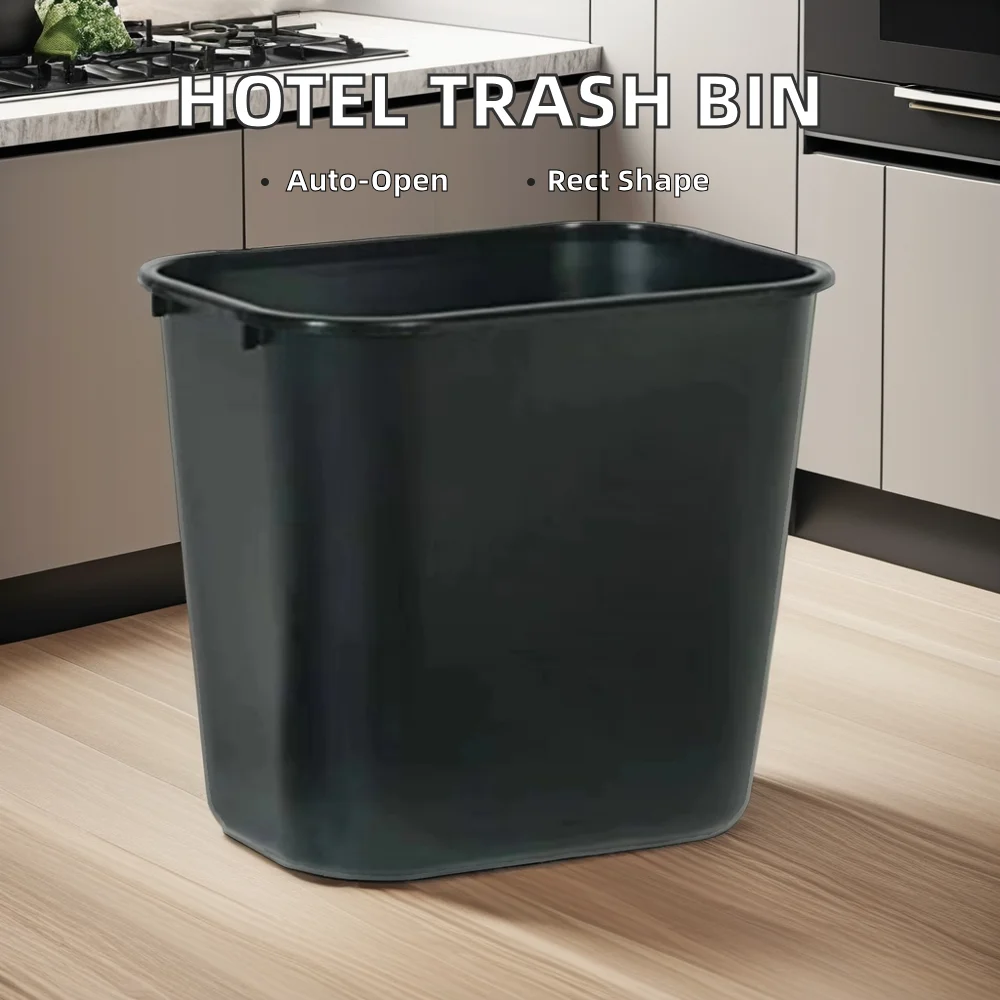 Commercial Hotel Janitorial Cleaning Supplies Open Top Black 28/41QT Garbage Bin Dustbin PP Trash Container