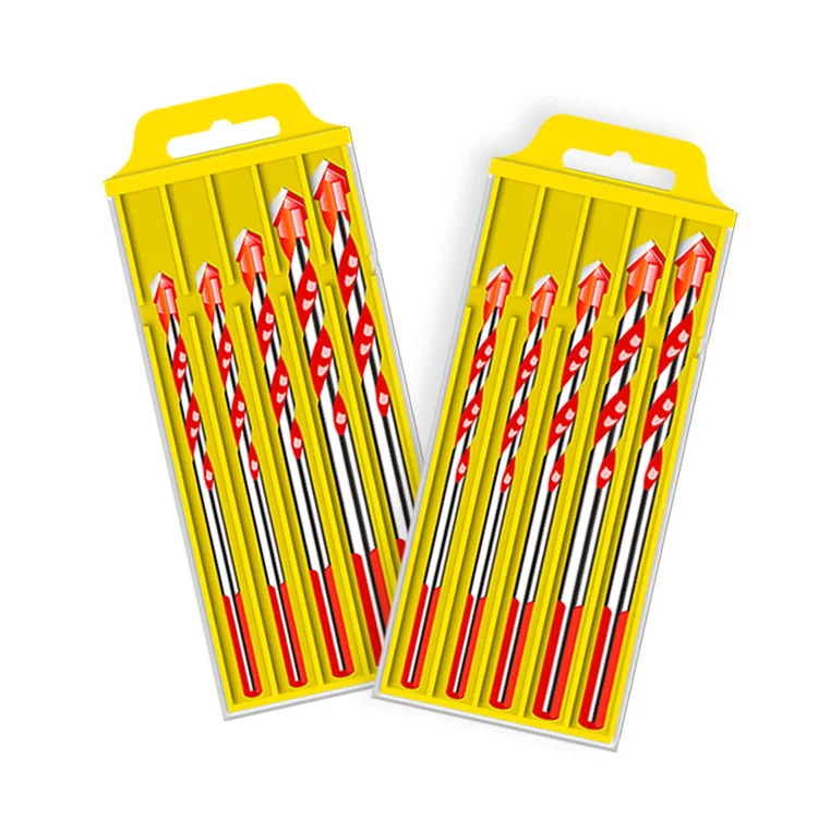 Best Sale Glass Tile Shank 5Pcs  Red Drill Bits Set  Ceramic Glass Twist Drill Bits  Multi-Function Drill Bits