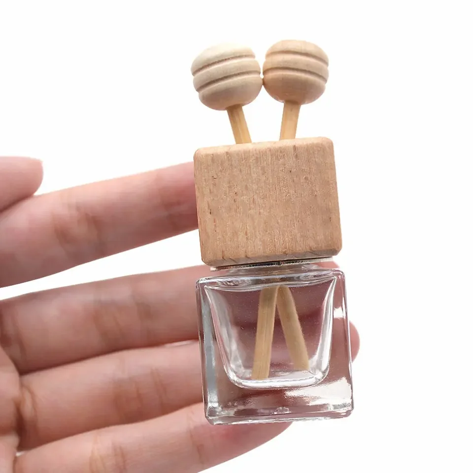 Empty 8ml Glass Car Air Freshener Perfume Bottle Fragrance Waterproof Car Diffuser Bottle With Clip botella de difusor