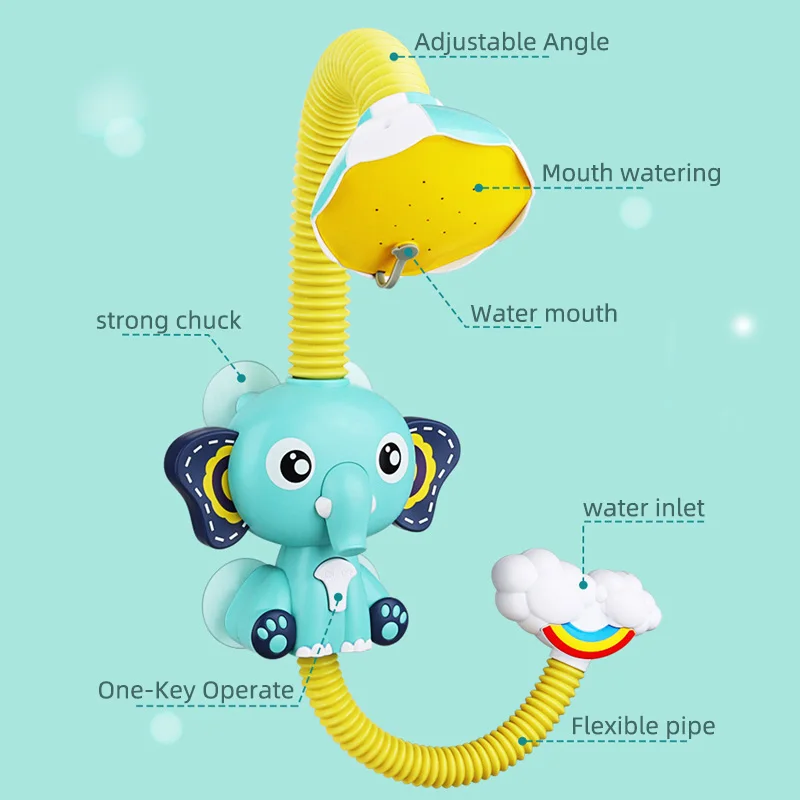 Hot Sale Electric Elephant Animal Sucker Children Bathtub Toys Electrical Shower Water Bath Toy