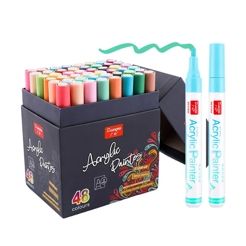 Art Markers MultiColor Liquid Water-based DIY Painting Acrylic Paint Marker Pen Set for Rock Wooden Ceramic Fabric