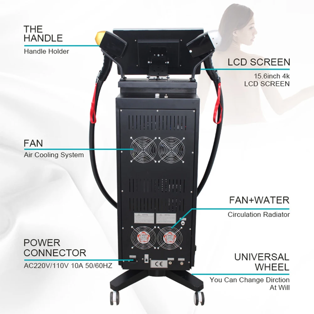 Commercial Permanent Water Cooling System 755 808 1064nm Hair Removal 808Nm Laser Diode Alma