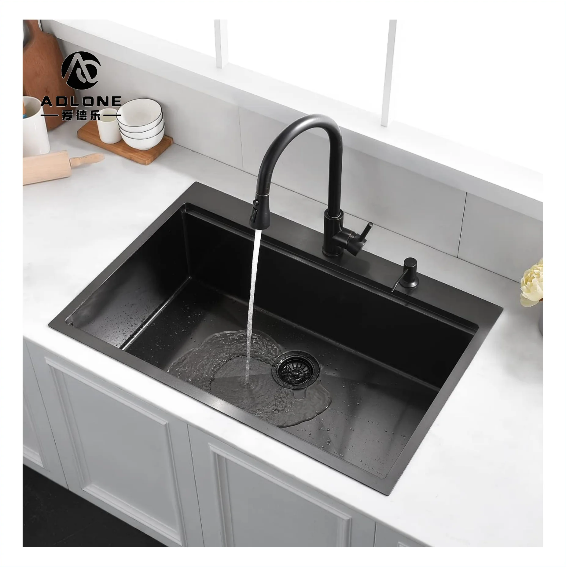 33 Drop In Black Kitchen Sink 16 Gauge Deep Black Stainless Steel Top mount Workstation Kitchen Sink