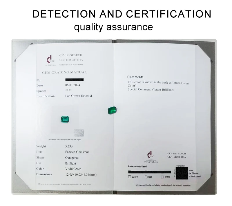 Goldleaf Wholesale Lab Grown Emeralds GRC Certificate Loose Gemstones Green Red Blue Octagon Shape Lab Grown Sapphire