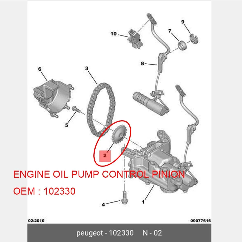 OEM 102330 Engine Oil pump drive gear for Peugeot 2008 208 3008 308T9 408 5008 508 RCZ Citroen C3A51B618 C4 PICASSO