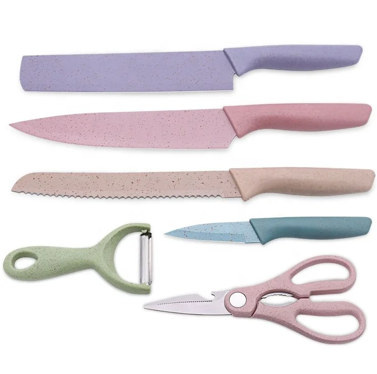 xnmaysun hot selling Perfect Present sharp 6pcs macaron Color Chef Knives set kitchen knife set in Gift Box for cutting