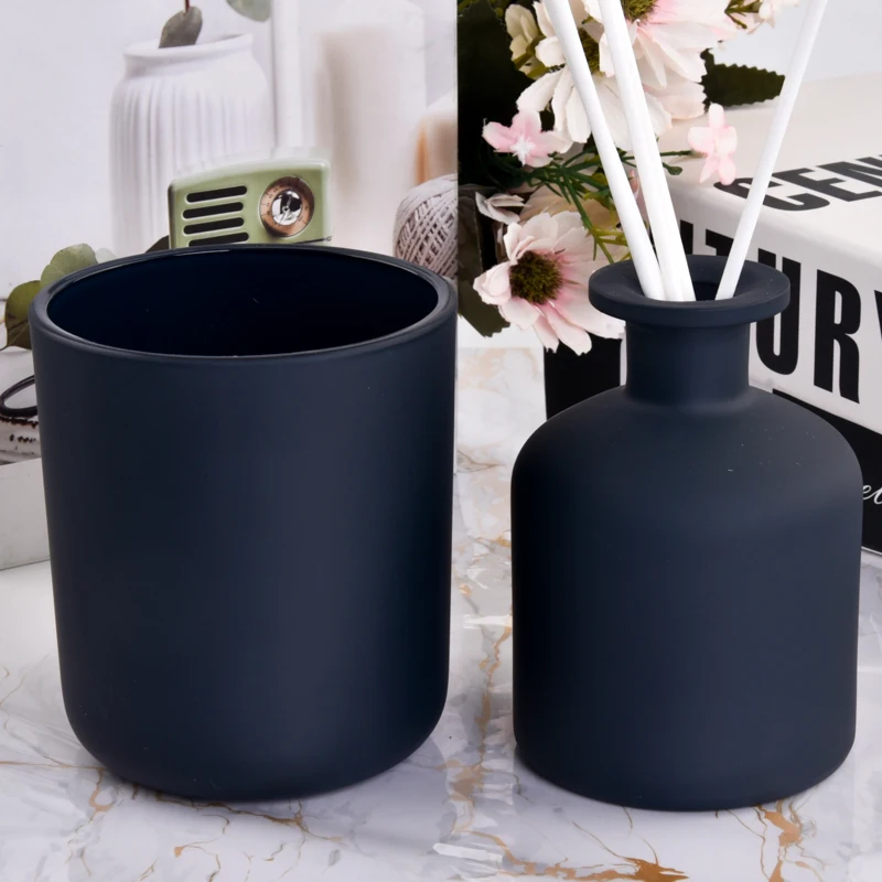 luxury matte black round glass spray perfume bottle for house ornament