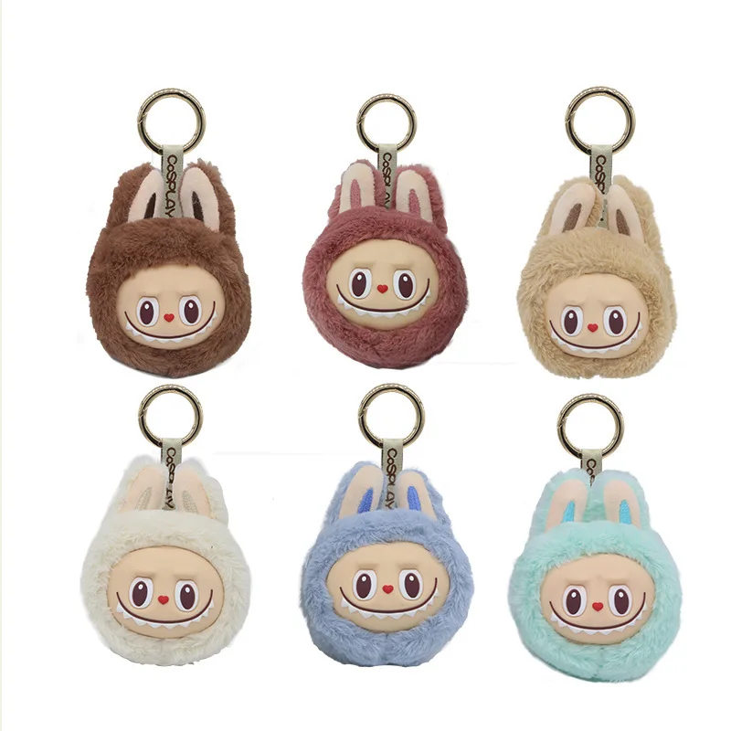 Ruunjoy 2024 New Sale Anime Labubu Sitting 2nd Generation Little Head Model Toy Cute Monster plush Keychain Toy Birthday Gifts