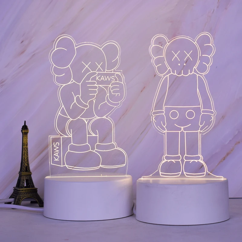Wholesale Home Decor Art Toys White Soldier Kaw Figure Star LED Light Acrylic lamp 3D Vision Light Doll Decoration Wars