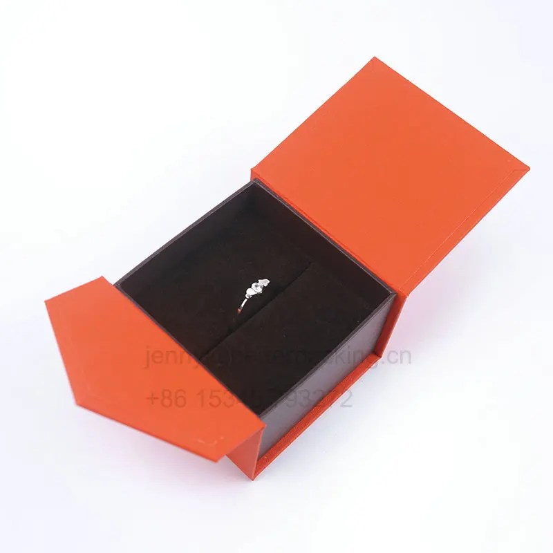
Custom Orange Book Magnetic Gift Packaging Cardboard Jewellery Ring Box 
