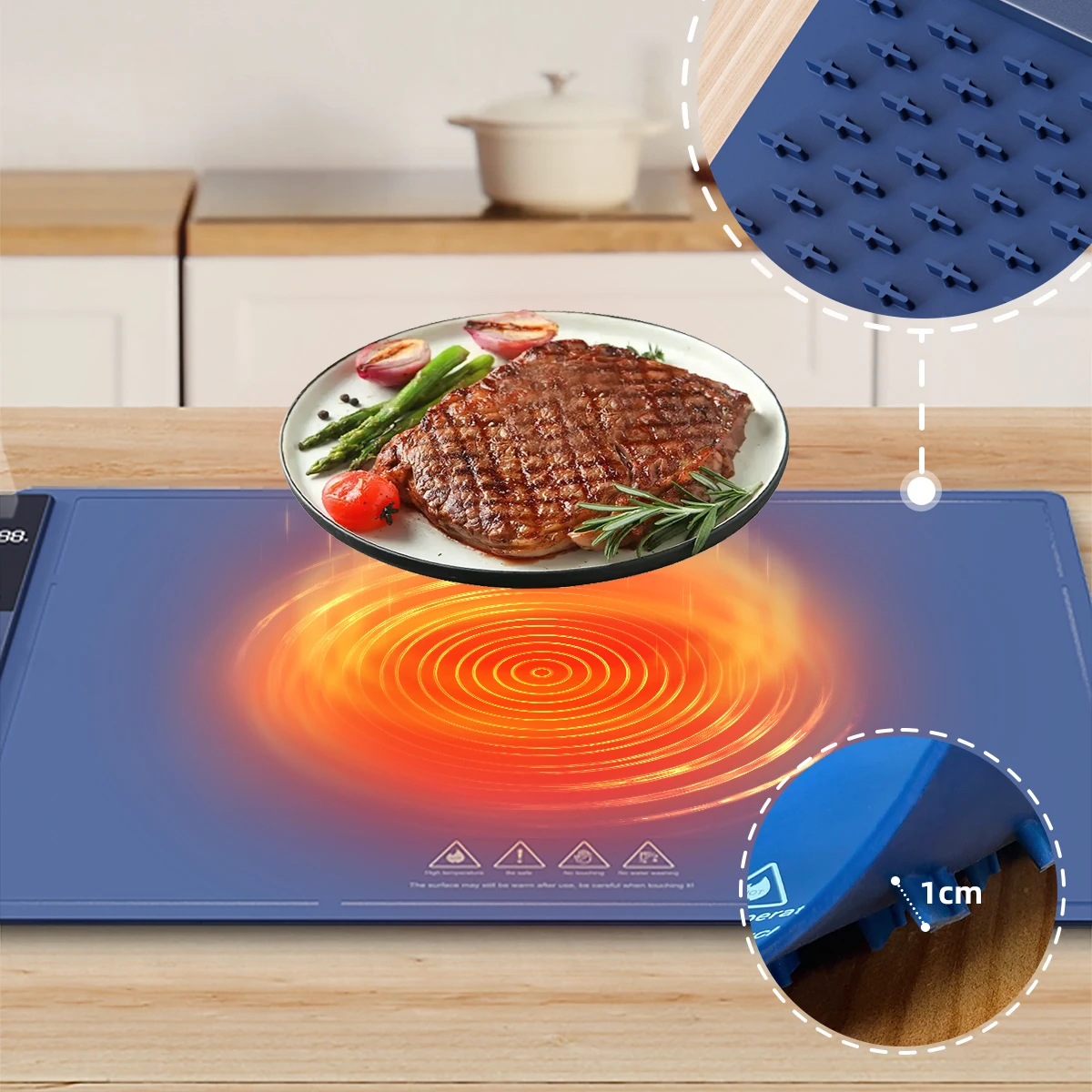 2024 Ama-zon Hot Sell Smart Home Appliance Roll-Up Foldable Timer Function and Safety Lock Food Warming Mat For Food