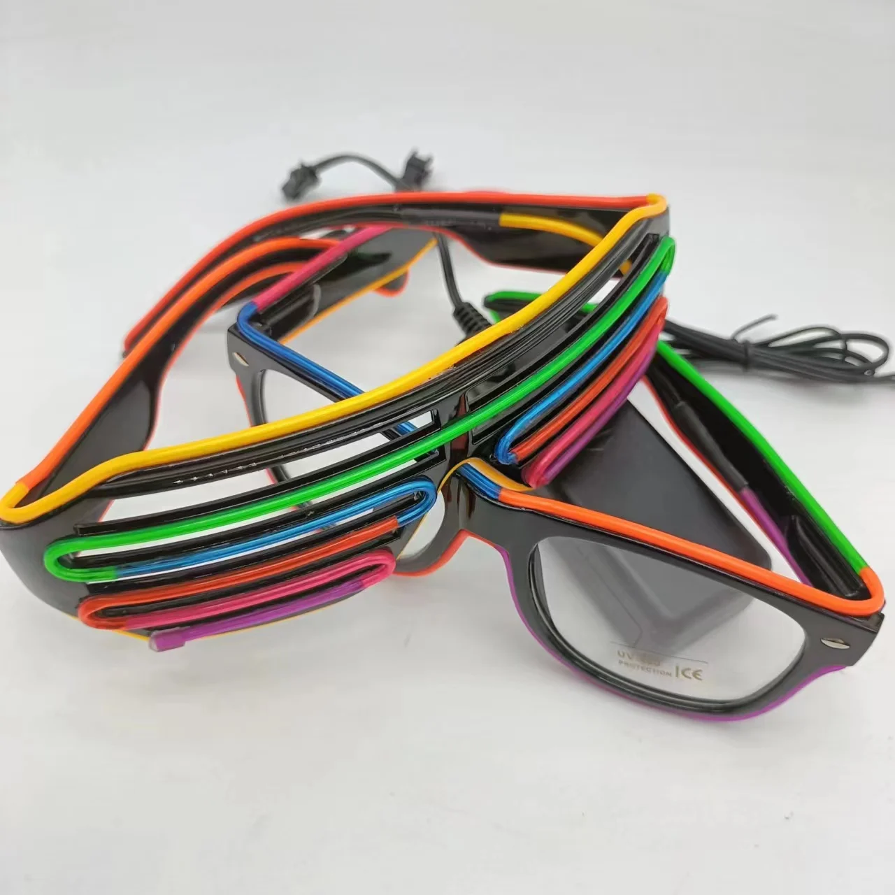 Custom Logo Flashing Led El Light up Sunglasses Party Supplies Wire Glowing Luminous Novelty Gift in Dark Neon Kids Glow Glasses
