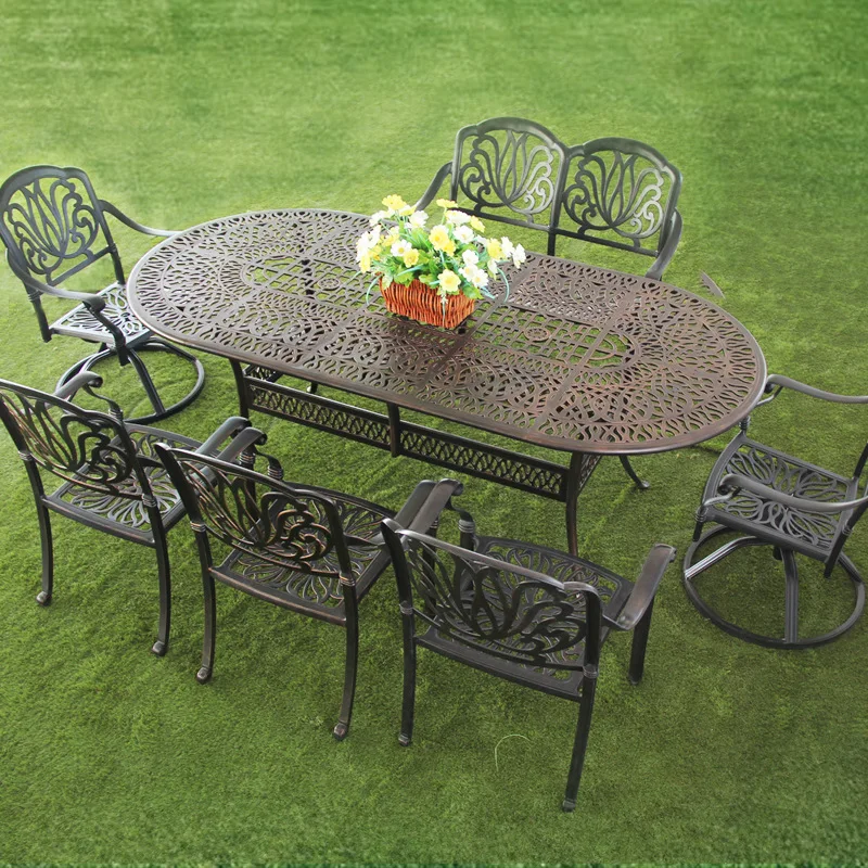 New style Garden Furniture Set Cast Aluminum Waterproof Round Dining Chair And Table For Sale