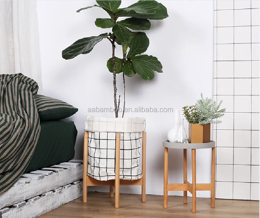 Custom wooden bamboo pot stand flower pot holder rack