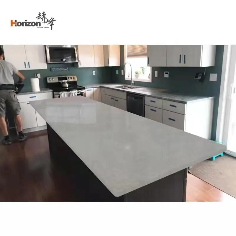 Horizon Factory Price White Quartz Stone Slabs Lightgray kitchen Quartz Countertops Slabs