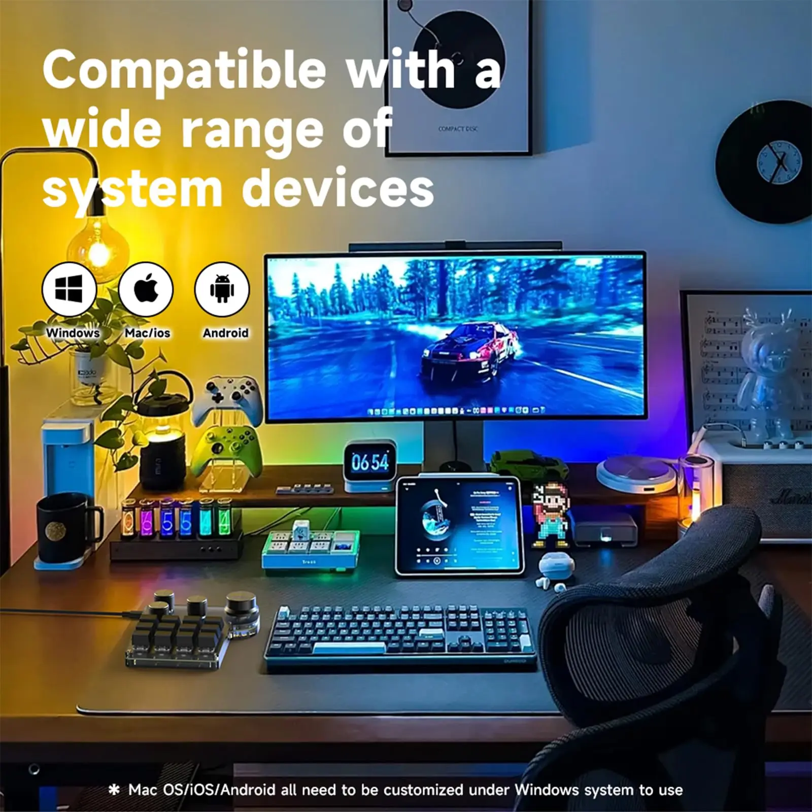 One Handed Keyboard Programmable Keypad 3 Modes 12 Keys 4 Knobs Blue Switch RGB LED Gaming Keyboard USB C BT 2.4G 6 Foot Pads