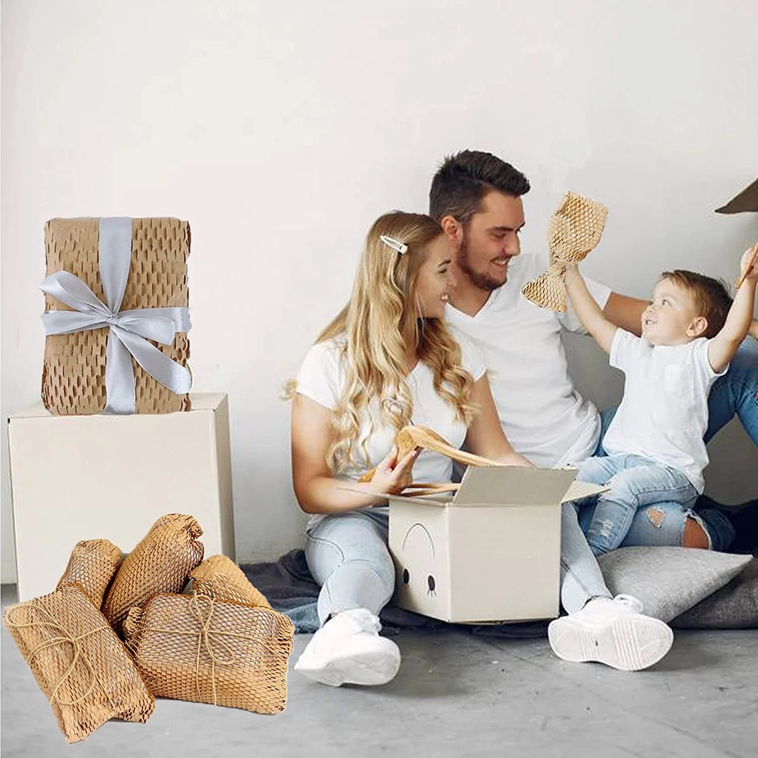 High Quality Kraft Wrapping Paper Eco-Friendly Wrap Packaging Cushion Kraft Honeycomb Paper Roll