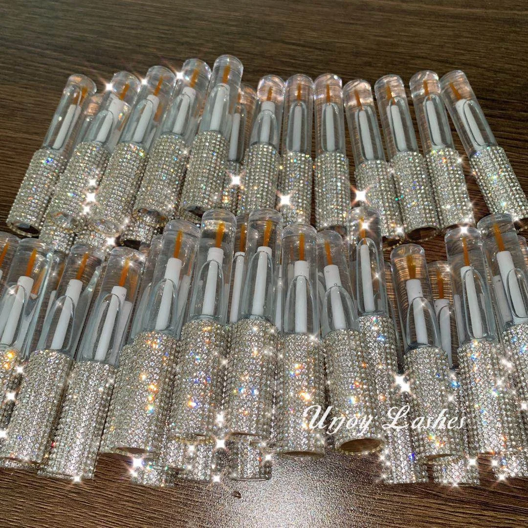 Popular lash glue adhesive eyelash glue for strip eyelash private label sticker own logo vendor bottles with Rhinestone