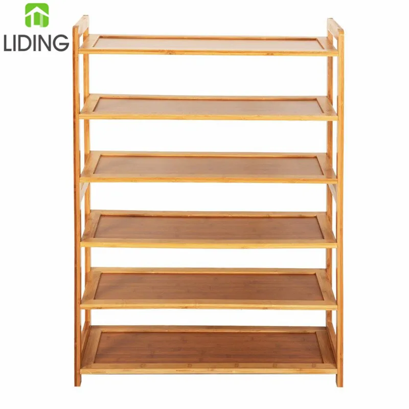 Concise Rectangle 6 Tiers Bamboo Shoe Rack