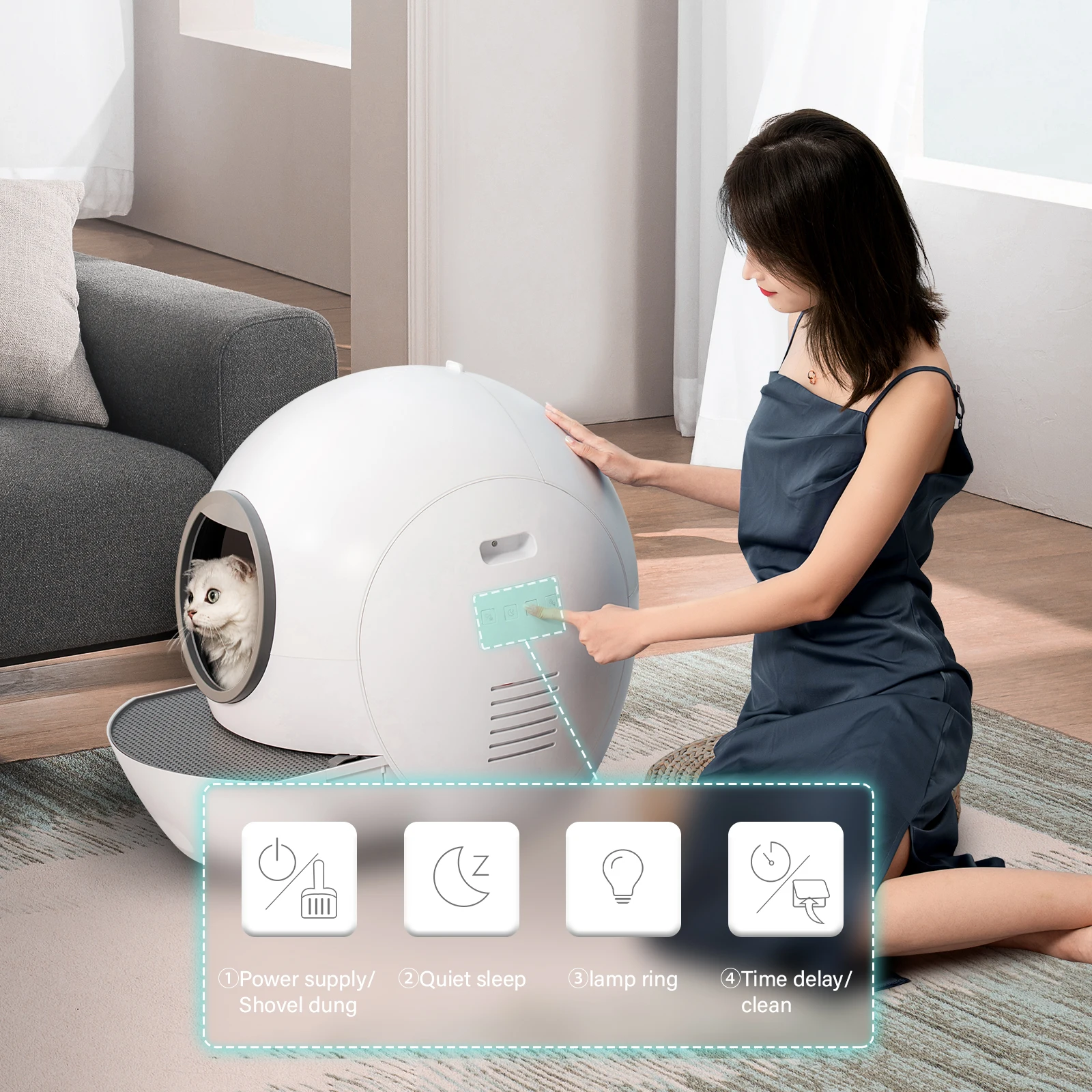 Large Capacity Cat Litter Automatic Box Self-Cleaning Auto Cat Litter Box With Scoop