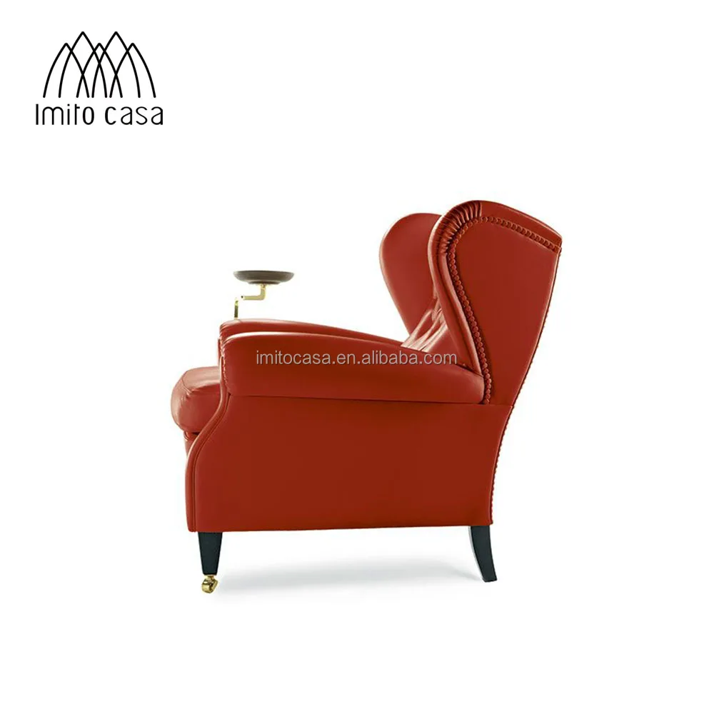 IMITO Italian 1919 Duke Armchair Chair Hotel & Restaurant Classic Bergere Model Chairs Retro Quality Wooden Red Leather Armchair