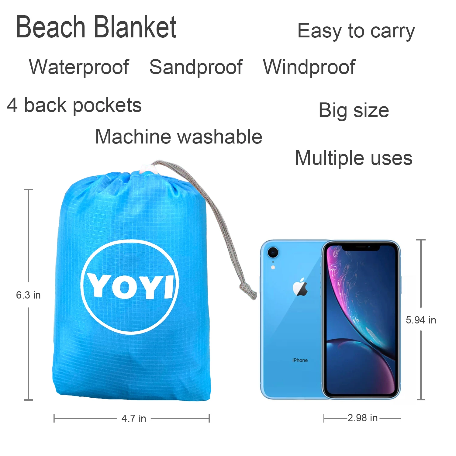 Водонепроницаемое пляжное одеяло, одеяло для пикника и кемпинга, без песка, складной пляжный коврик