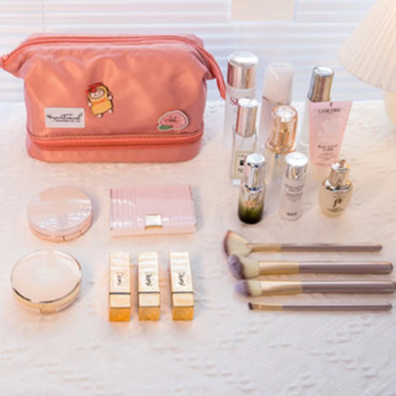Custom-made logo pink cosmetic travel bag cosmetics bag women makeup kawaii cosmetic bag