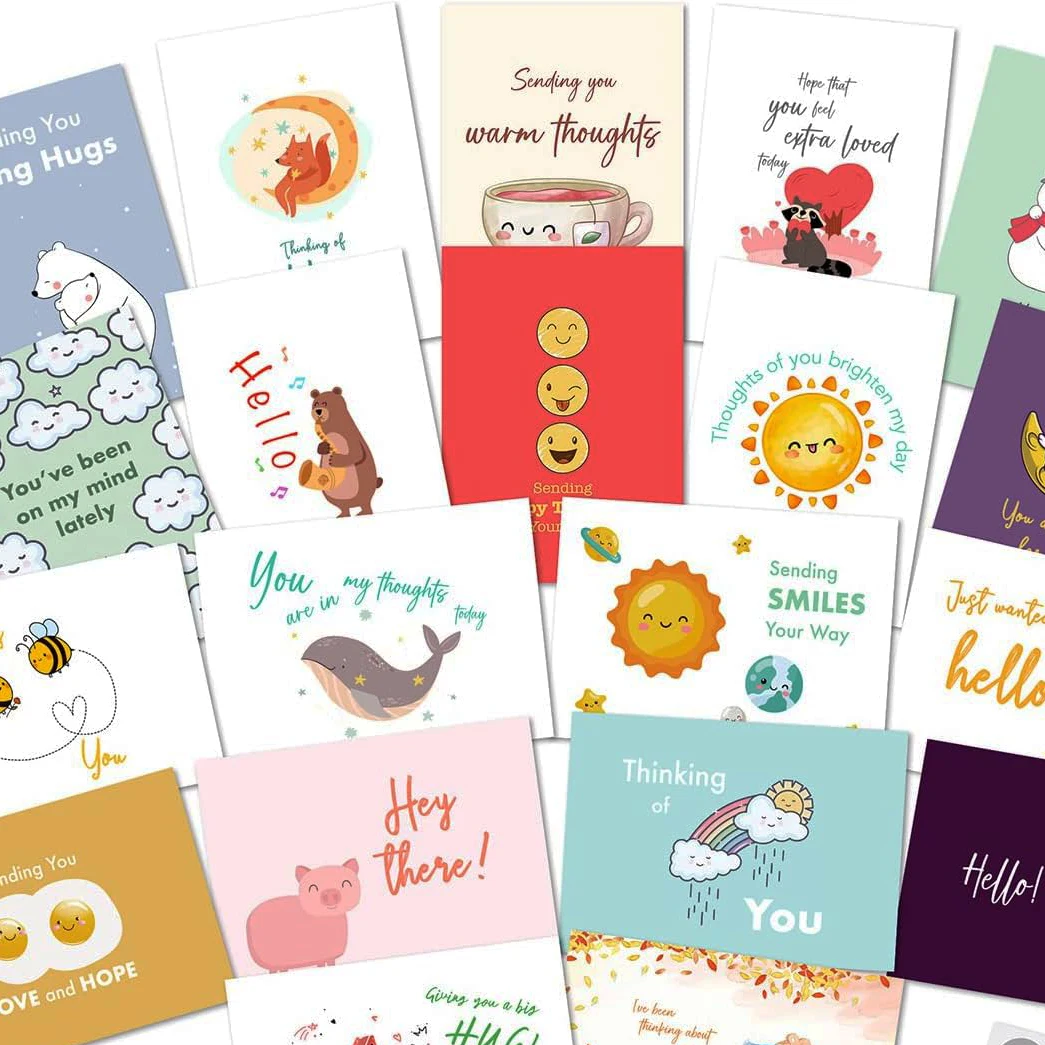 Cute cartoon patterns customized printing business Invitation Birthday party greeting card custom Blank card
