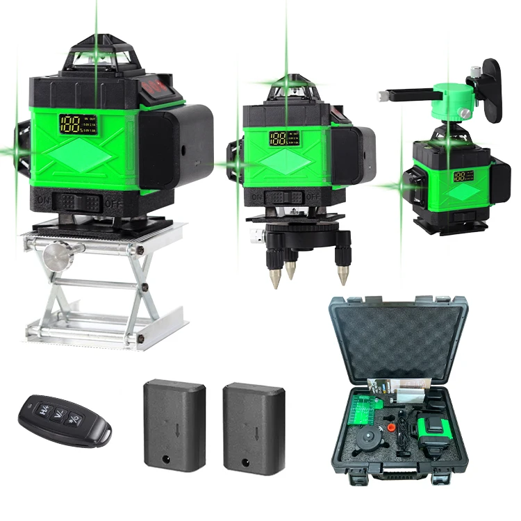16 Lines 360 Laser Level Self-Leveling Wireless Remote 3D Horizontal And Vertical Poweiful Cross Green Beam With Tripod