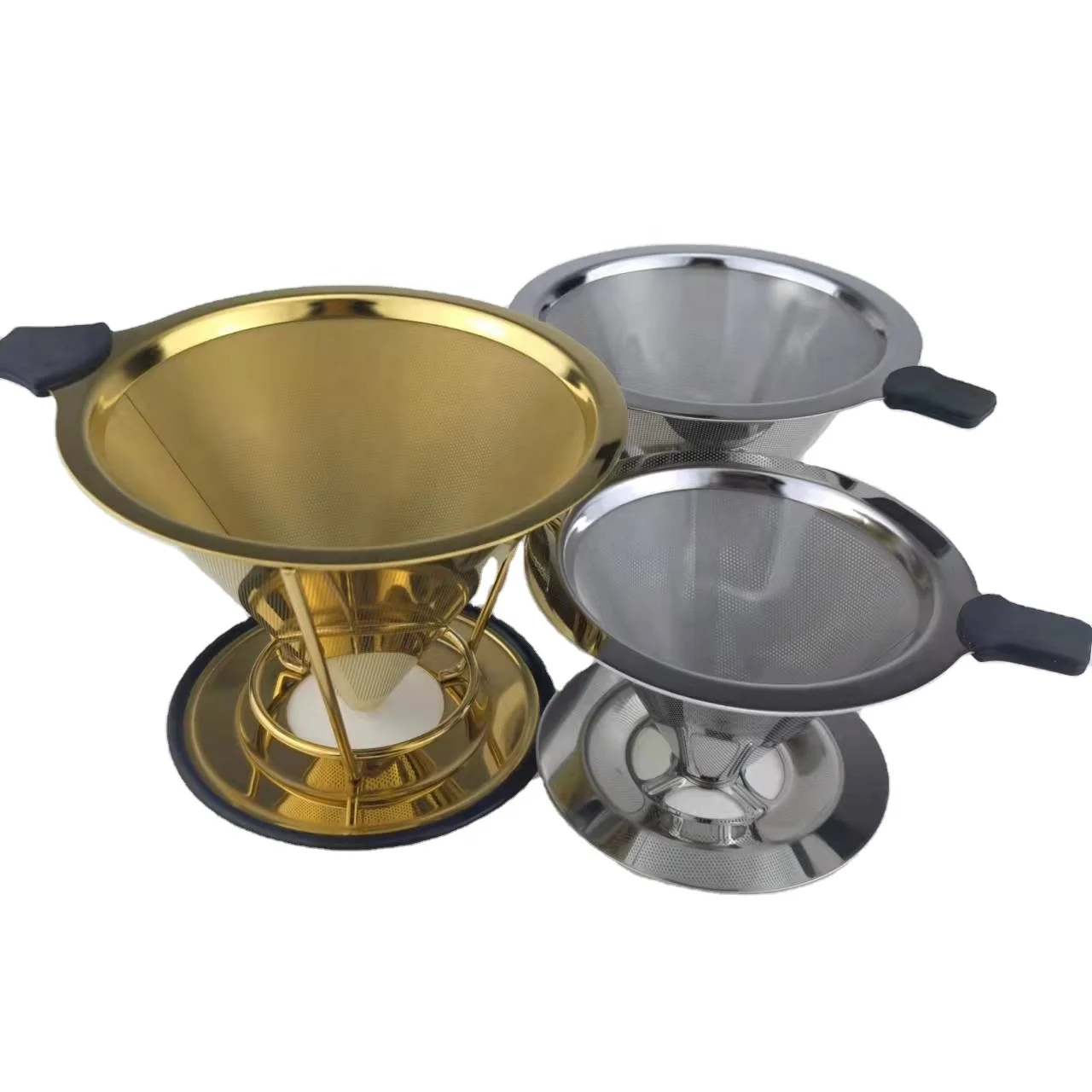 Stainless Steel Coffee Filter drip basket with Cup Stand