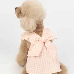 JXANRY Spring/Summer Dog new Plaid Bow Skirt Pet Clothes Cat and Dog Clothes Manufacture