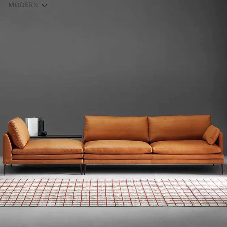 Luxury Modern Living Room Leather Sofas Stainless Steel Leg Sofa Furniture