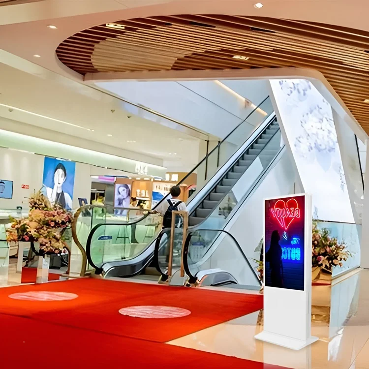 Ultra Thin Vertical Double Sided Touch Monitor LCD Floor Advertising Wayfinding Information Kiosk Multimedia Player