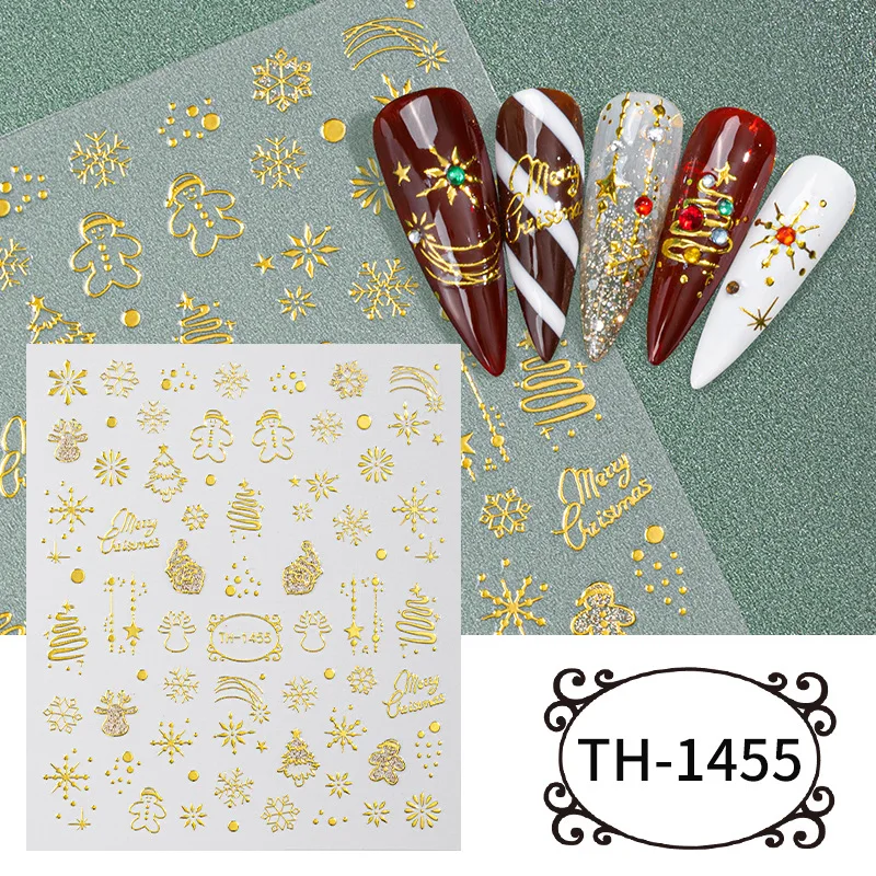 2024 Christmas Style Nail Decals Sticker Hot Selling Cute Adhesive Sticker Factory Wholesale Plastic Nail Art Bag