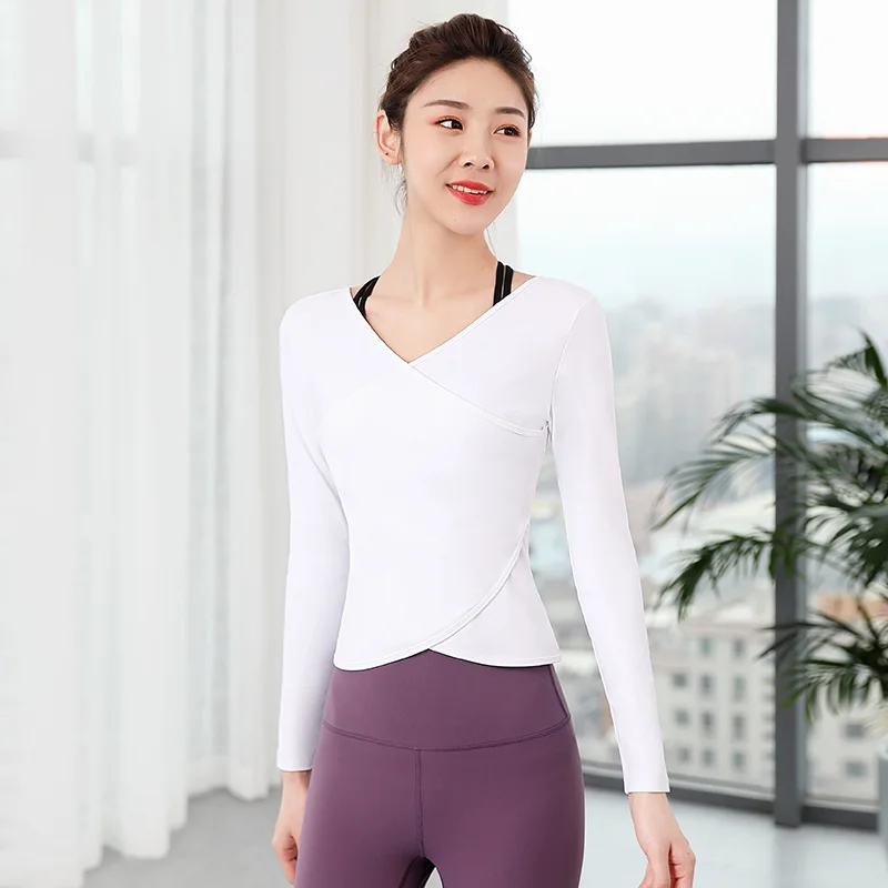 Summer new pure color Mosaic V neck women leisure fitness tools yoga jacket sportswear gym fitness sets (1600308822678)