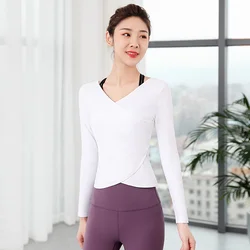 Summer new pure color Mosaic V neck women leisure fitness tools yoga jacket sportswear gym fitness sets