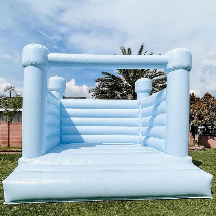 Pastel pink blue bounce house white inflatable wedding bouncy