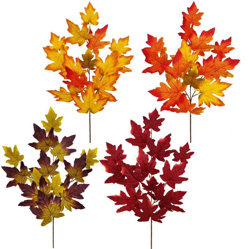 Artificial Autumn Maple Leaf Woolen Cloth Halloween Atmosphere Arrangement Autumn Leaf Imitation Maple Leaf Fake Plants