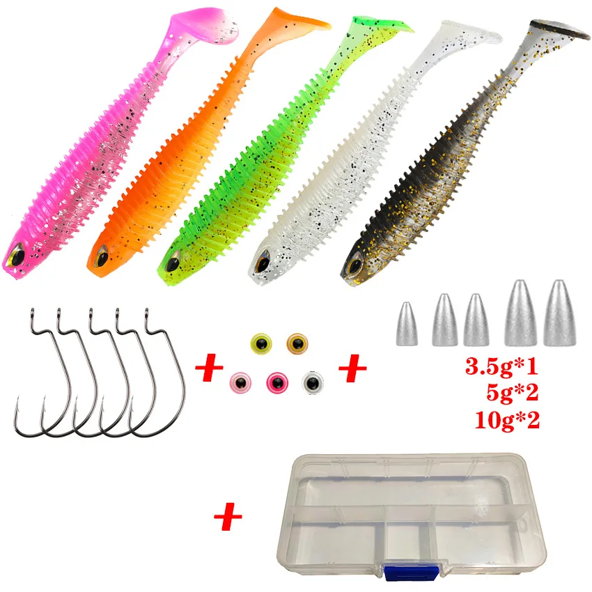 Willfishing  Perch Soft Fishing Lure Kit Soft plastic fishing lure Paddle Tail Swim Baits TEXAS RIG Kit For Bass