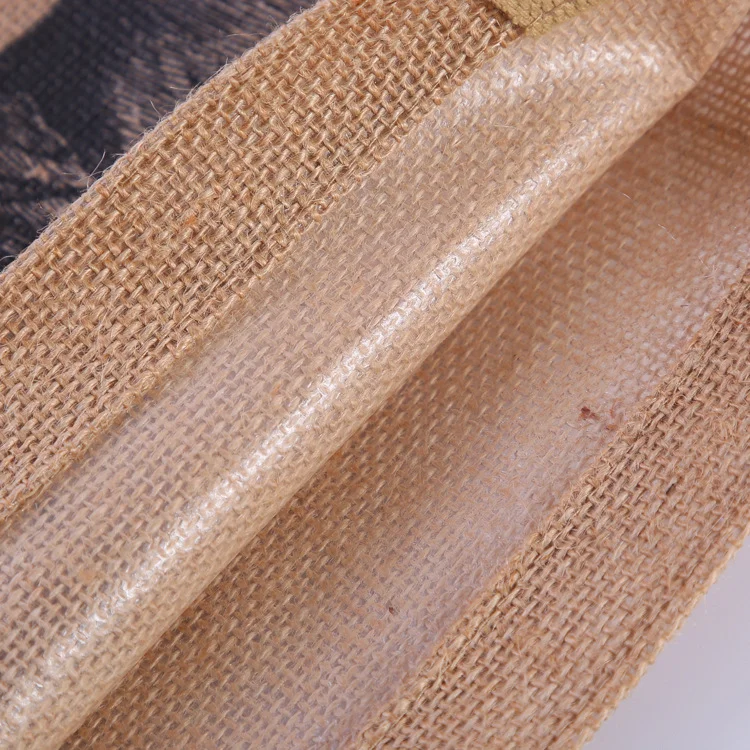 manufacturer recycle natural burlap linen shoulder tote jute bag with hello weekend