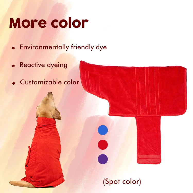 Custom size dog bathrobe quick dry hair care microfiber ready to ship dog towel bathrobe