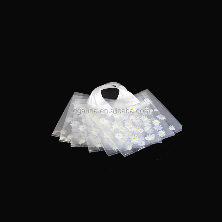 
custom wholesale transparent Eco-Friendly biodegradable Die Cut Handle Plastic Clothing Shopping Bags With Printing Logo 