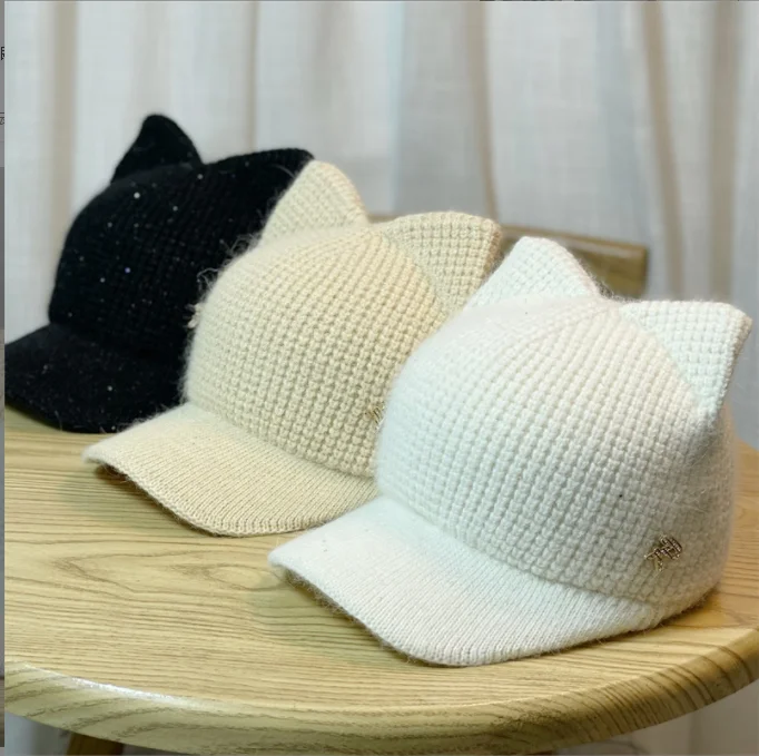 Korea Style Cute  Outdoor Breathable Baby Kids Sun Hat Baseball Cap with Two Ears