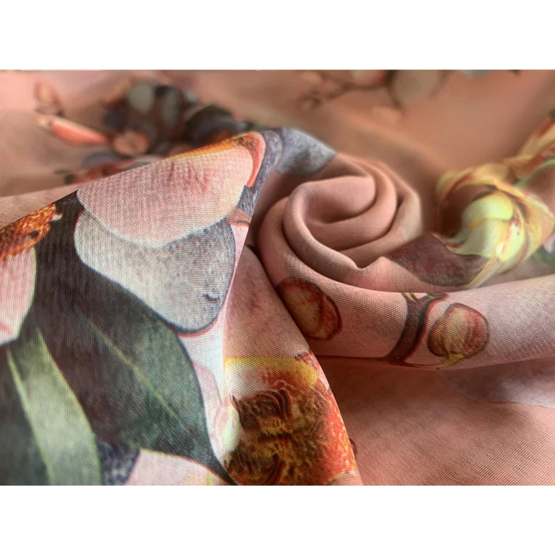 Cheaper price PEACH CHIFFON chiffon printing fabric stock wholesale from China supplier fabrics