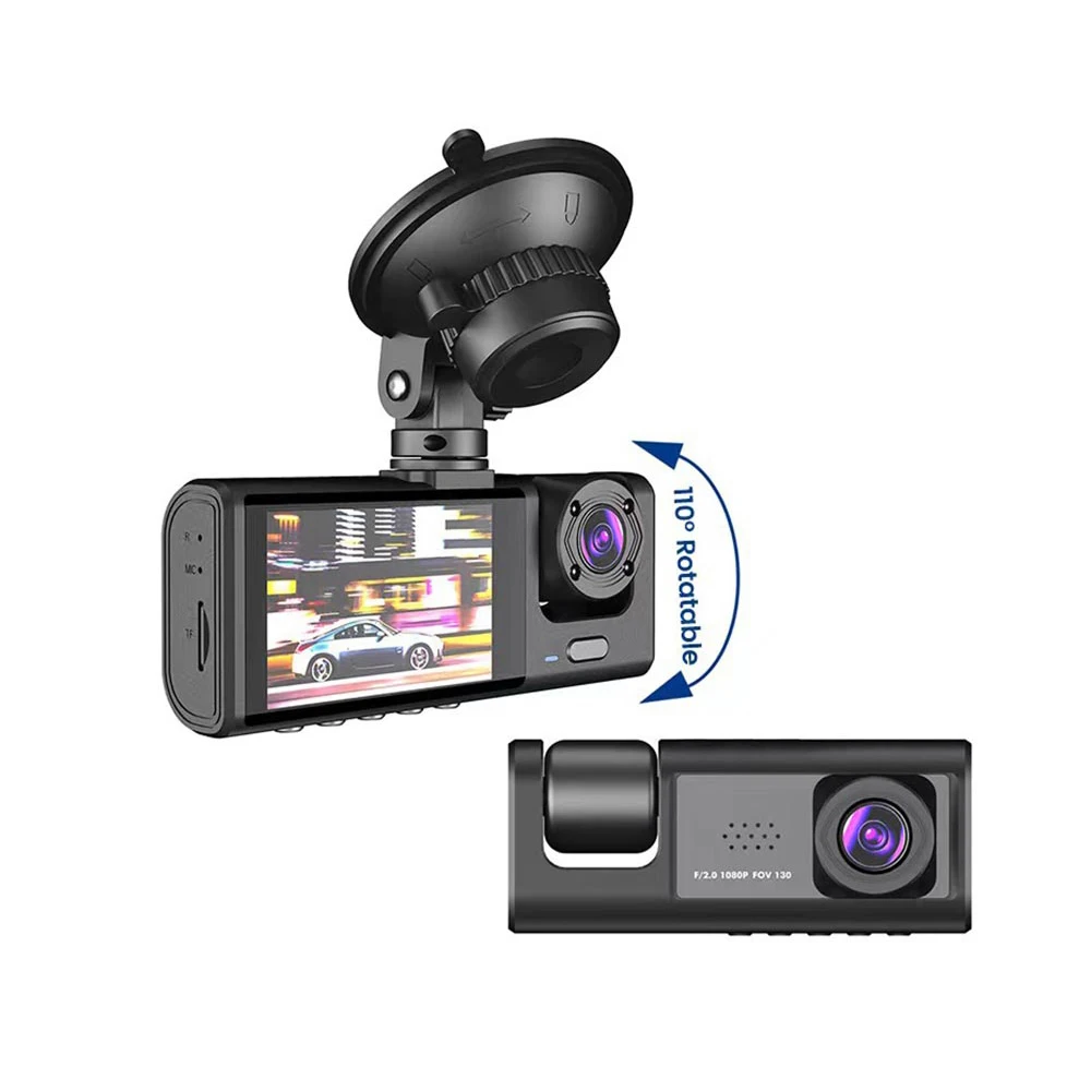 3 Channel Dash Cam for Car Camera Video Recorder Dashcam DVRs Black Box Dual Lens DVR with Rear View Camera 24H Parking Monitor